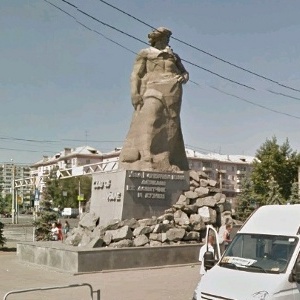Tale of the Ural statue near the train station in Chelyabinsk, google maps